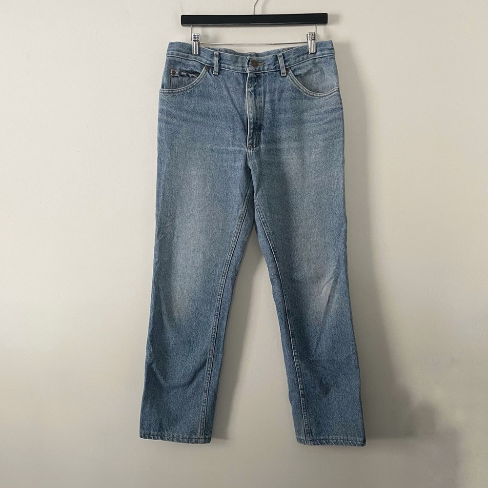 Vintage 90s Lee Light Stone Wash Straight Leg Denim Jeans Size 33x32